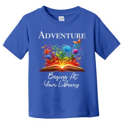 Adventure Begins At Your Library Summer Reading 2024 Flowers Cool Gift Toddler T-Shirt
