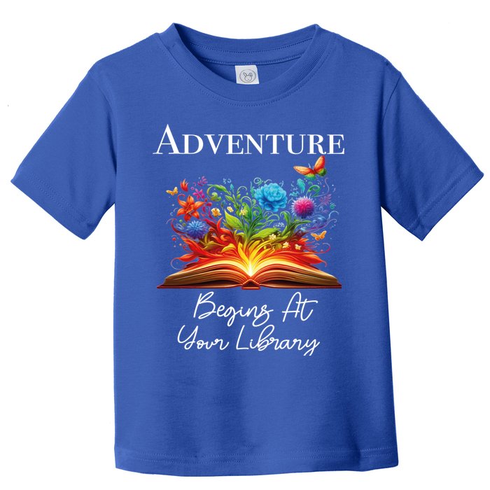 Adventure Begins At Your Library Summer Reading 2024 Flowers Cool Gift Toddler T-Shirt