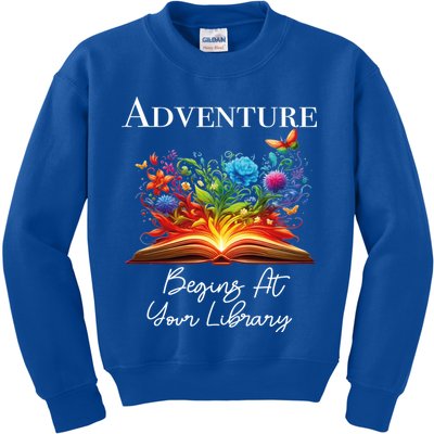 Adventure Begins At Your Library Summer Reading 2024 Flowers Cool Gift Kids Sweatshirt