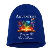 Adventure Begins At Your Library Summer Reading 2024 Flowers Cool Gift Short Acrylic Beanie