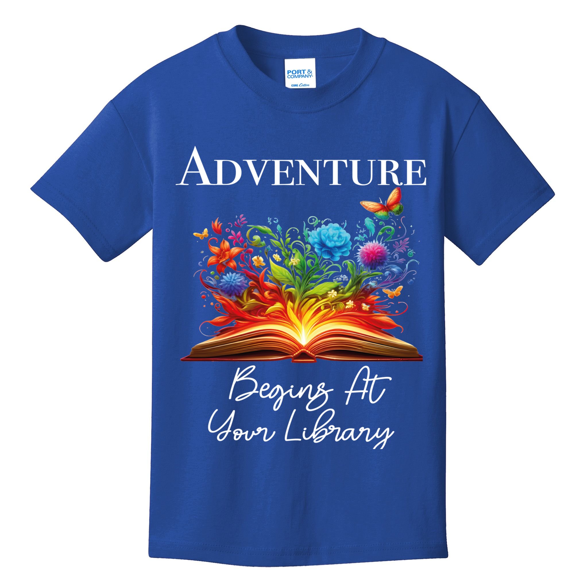 Adventure Begins At Your Library Summer Reading 2024 Flowers Cool Gift Kids T-Shirt