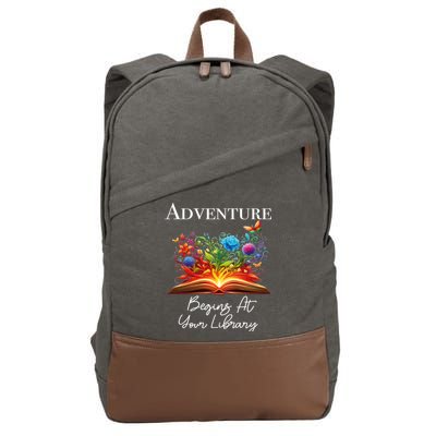 Adventure Begins At Your Library Summer Reading 2024 Flowers Cool Gift Cotton Canvas Backpack