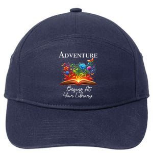 Adventure Begins At Your Library Summer Reading 2024 Flowers Cool Gift 7-Panel Snapback Hat