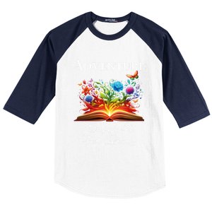 Adventure Begins At Your Library Summer Reading 2024 Flowers Cool Gift Baseball Sleeve Shirt