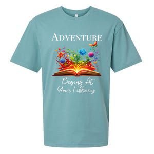 Adventure Begins At Your Library Summer Reading 2024 Flowers Cool Gift Sueded Cloud Jersey T-Shirt