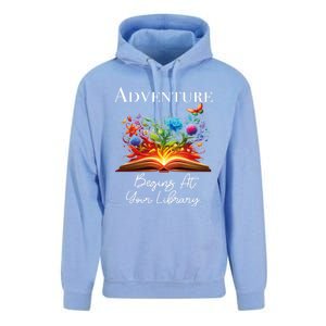 Adventure Begins At Your Library Summer Reading 2024 Flowers Cool Gift Unisex Surf Hoodie