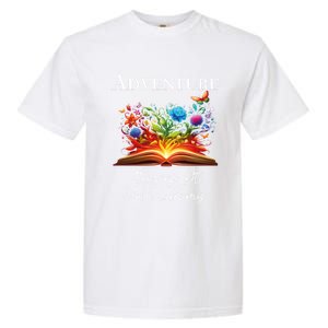 Adventure Begins At Your Library Summer Reading 2024 Flowers Cool Gift Garment-Dyed Heavyweight T-Shirt