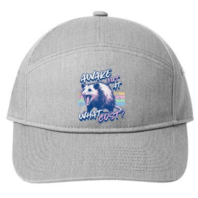 Awake But At What Cost Always Tired Funny Opossum Lover 7-Panel Snapback Hat