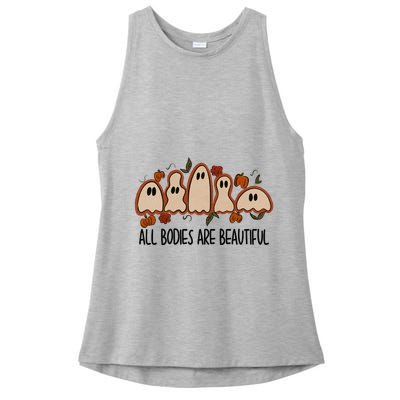 All Bodies Are Beautiful Halloween Funny Ghost Positive Ladies PosiCharge Tri-Blend Wicking Tank