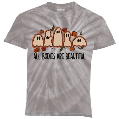 All Bodies Are Beautiful Halloween Funny Ghost Positive Kids Tie-Dye T-Shirt