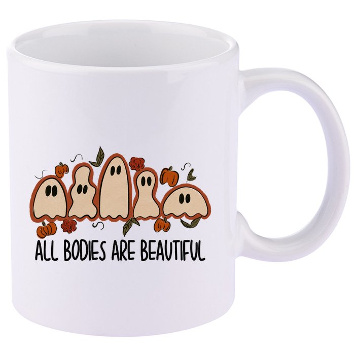 All Bodies Are Beautiful Halloween Funny Ghost Positive 11oz C Handle Ceramic Mug