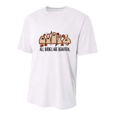 All Bodies Are Beautiful Halloween Funny Ghost Positive Youth Performance Sprint T-Shirt