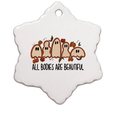 All Bodies Are Beautiful Halloween Funny Ghost Positive Ceramic Star Ornament