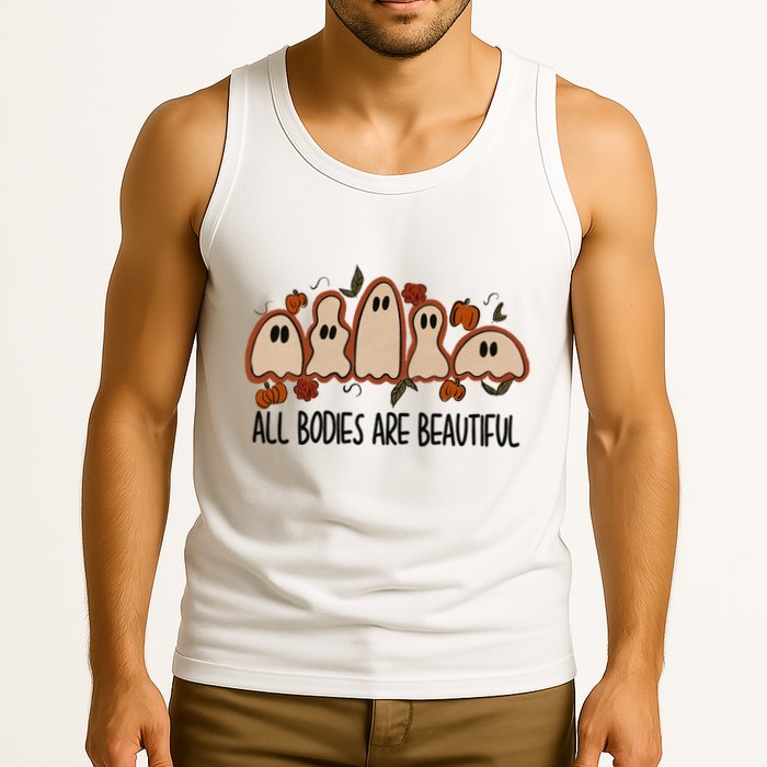 All Bodies Are Beautiful Halloween Funny Ghost Positive Tank Top