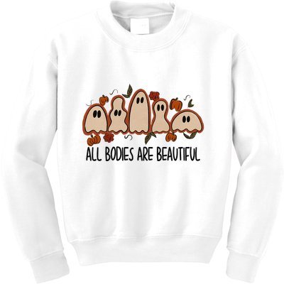 All Bodies Are Beautiful Halloween Funny Ghost Positive Kids Sweatshirt