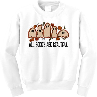 All Bodies Are Beautiful Halloween Funny Ghost Positive Kids Sweatshirt