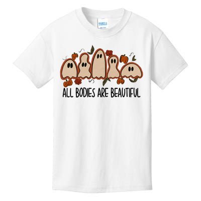 All Bodies Are Beautiful Halloween Funny Ghost Positive Kids T-Shirt