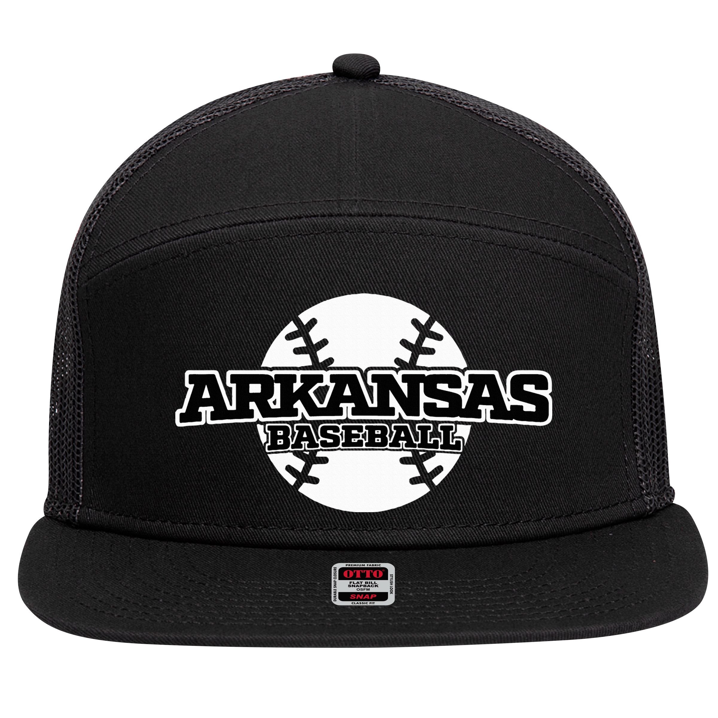 Arkansas Baseball 7 Panel Mesh Trucker Snapback Hat