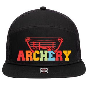 Archery Bow And Arrow Colorful Gift 7 Panel Mesh Trucker Snapback Hat