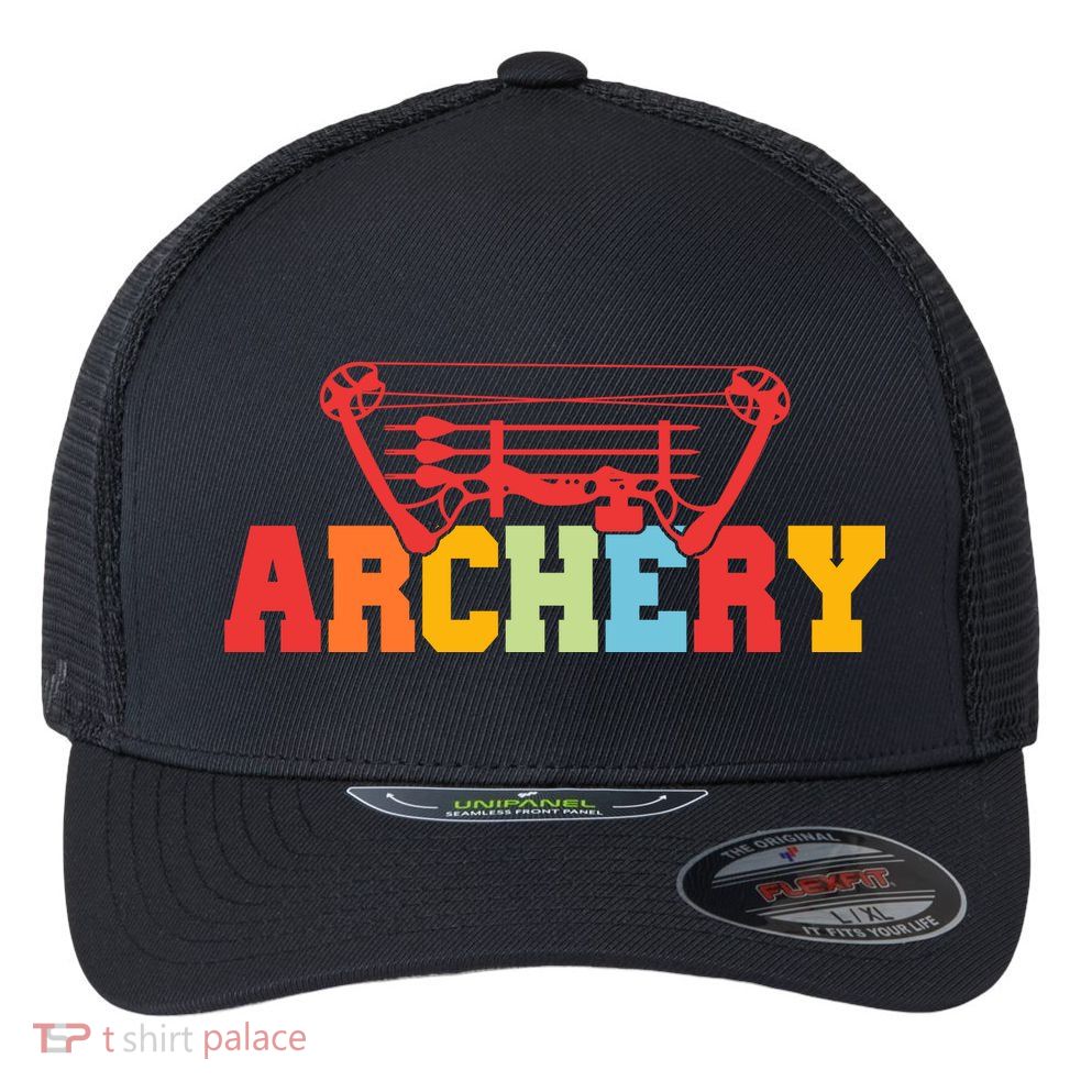 Archery Bow And Arrow Colorful Gift Flexfit Unipanel Trucker Cap