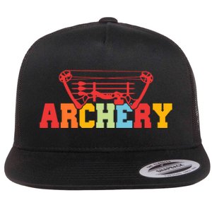 Archery Bow And Arrow Colorful Gift Flat Bill Trucker Hat