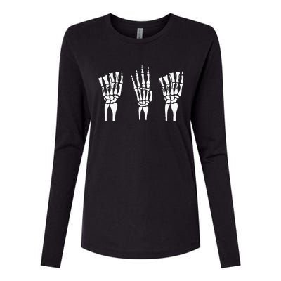 Applied Behavior Analysis Skeleton Hands Sign Language Womens Cotton Relaxed Long Sleeve T-Shirt