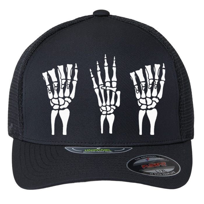 Applied Behavior Analysis Skeleton Hands Sign Language Flexfit Unipanel Trucker Cap