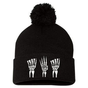 Applied Behavior Analysis Skeleton Hands Sign Language Pom Pom 12in Knit Beanie