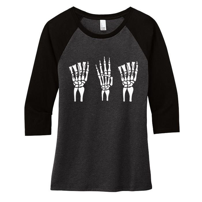 Applied Behavior Analysis Skeleton Hands Sign Language Women's Tri-Blend 3/4-Sleeve Raglan Shirt