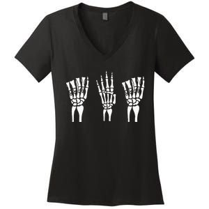 Applied Behavior Analysis Skeleton Hands Sign Language Women's V-Neck T-Shirt