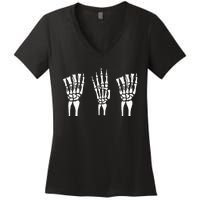 Applied Behavior Analysis Skeleton Hands Sign Language Women's V-Neck T-Shirt