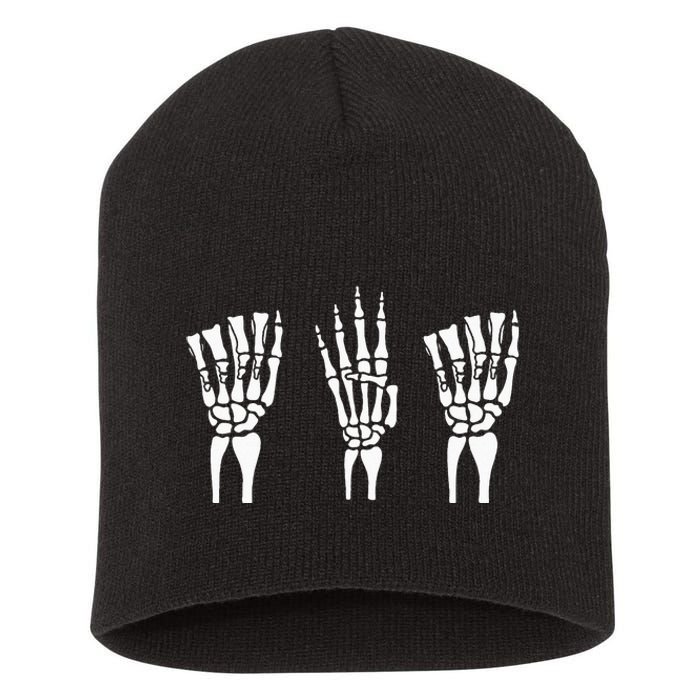 Applied Behavior Analysis Skeleton Hands Sign Language Short Acrylic Beanie