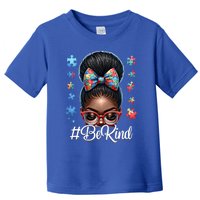 Afro Black Autism Awareness Messy Bun Be Kind Gift Toddler T-Shirt