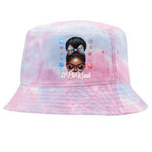 Afro Black Autism Awareness Messy Bun Be Kind Gift Tie-Dyed Bucket Hat