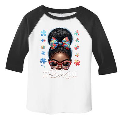 Afro Black Autism Awareness Messy Bun Be Kind Gift Toddler Fine Jersey T-Shirt