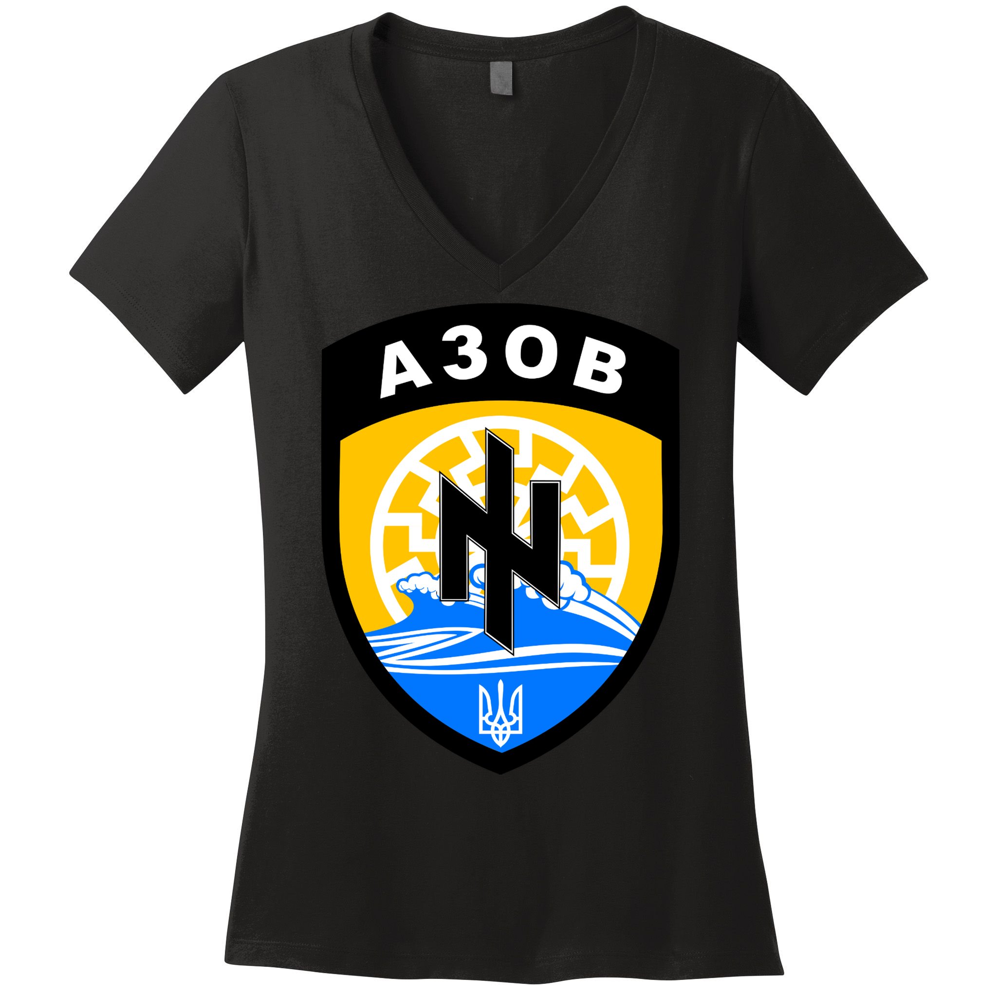 Azov Battalion A30B Shield Special Forces Ukraine Women's V-Neck T-Shirt