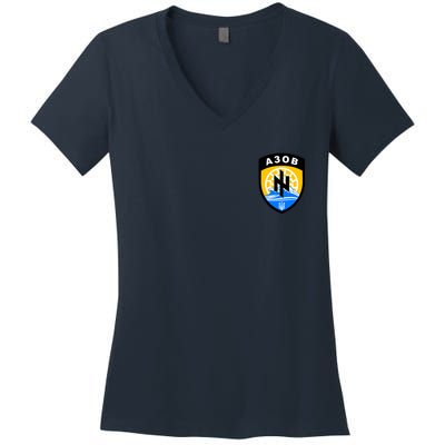 Azov Battalion A30B Shield Special Forces Ukraine Women's V-Neck T-Shirt