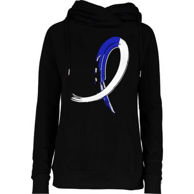 ALS Blue and White Graffiti Awareness Ribbon Womens Funnel Neck Pullover Hood