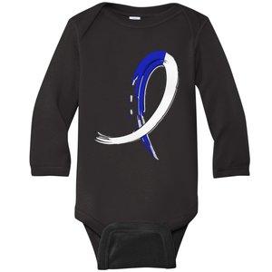 ALS Blue and White Graffiti Awareness Ribbon Baby Long Sleeve Bodysuit