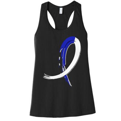 ALS Blue and White Graffiti Awareness Ribbon Women's Racerback Tank