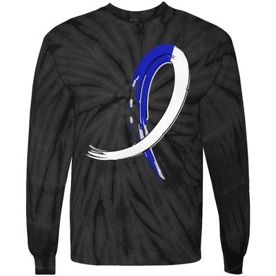 ALS Blue and White Graffiti Awareness Ribbon Tie-Dye Long Sleeve Shirt