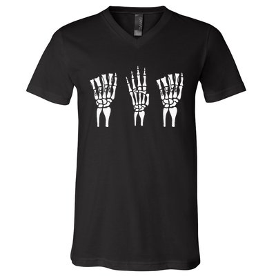 Applied Behavior Analysis Skeleton Hands Sign Language V-Neck T-Shirt