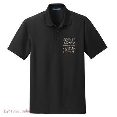 Autumn Breeze And Crisp Leaves Halloween Skeleton Dancing Gift Dry Zone Grid Polo
