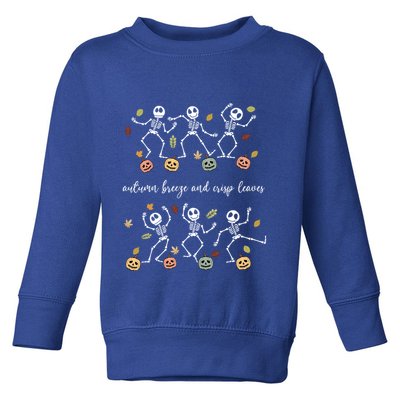 Autumn Breeze And Crisp Leaves Halloween Skeleton Dancing Gift Toddler Sweatshirt