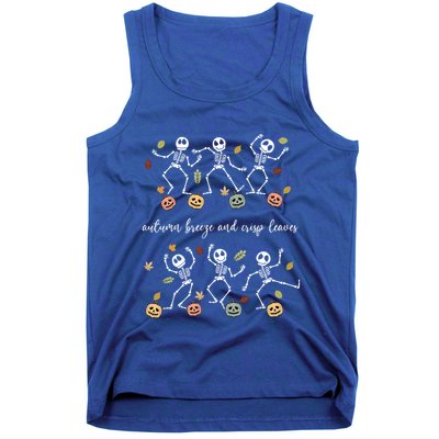 Autumn Breeze And Crisp Leaves Halloween Skeleton Dancing Gift Tank Top