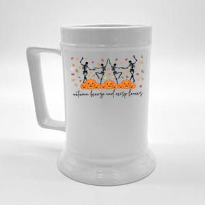 Autumn Breeze And Crispy Leaves Skeleton Dancing Halloween Gift Beer Stein