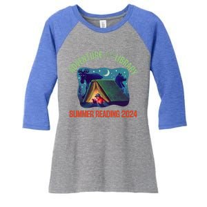 Adventure Begins At Your Library Summer Reading Program 2024 Women's Tri-Blend 3/4-Sleeve Raglan Shirt