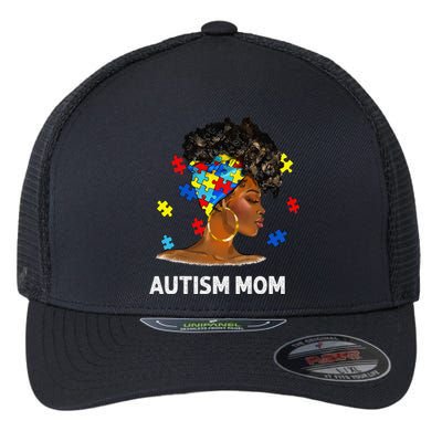 African Black Autism Mom Afro Mother Autism Awareness Mama Flexfit Unipanel Trucker Cap