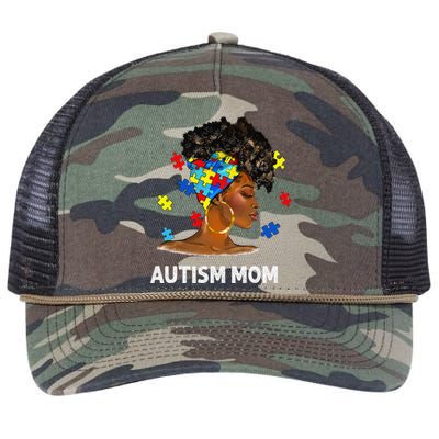 African Black Autism Mom Afro Mother Autism Awareness Mama Retro Rope Trucker Hat Cap