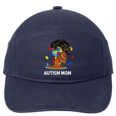 African Black Autism Mom Afro Mother Autism Awareness Mama 7-Panel Snapback Hat